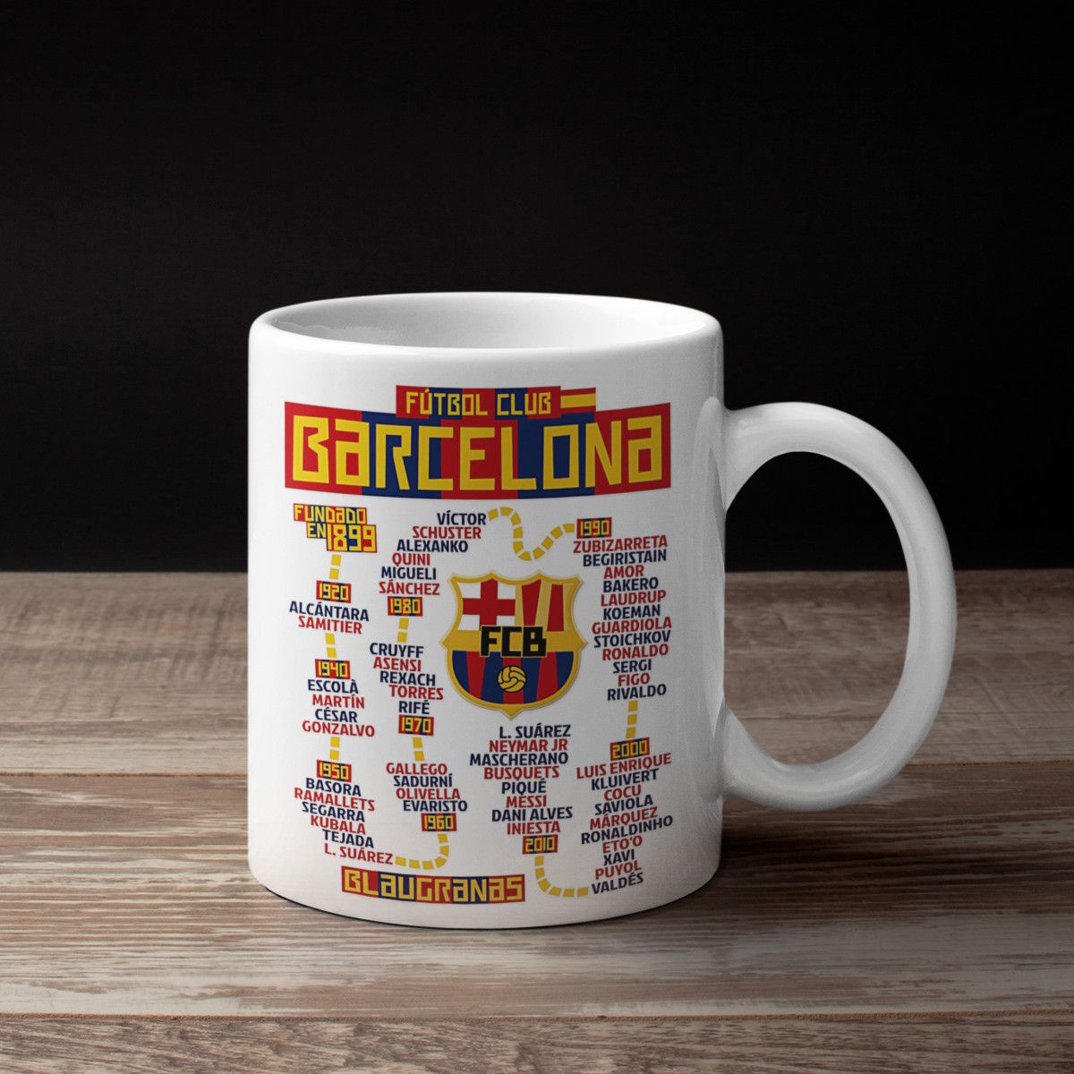Barcelona Coffee Mug, Barcelona Football Club Timeline Mug Mugs