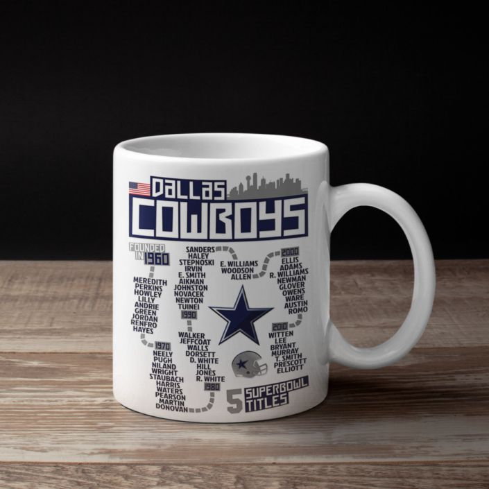 Dallas Cowboys Coffee Mug, Dallas Cowboys Timeline Mug Mugs' Heaven