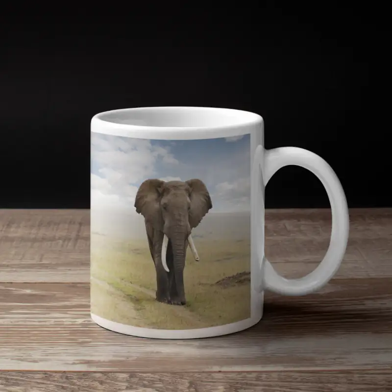 African Bush Elephant Coffee Mug, Animal African Bush Elephant Coffee Mug