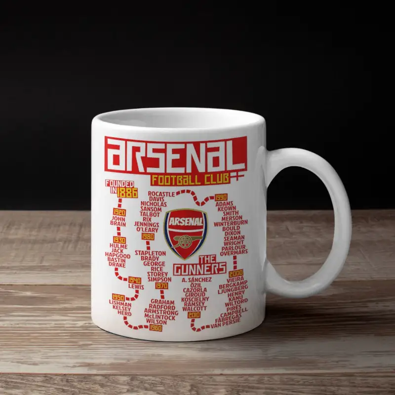 Arsenal Coffee Mug, Arsenal Football Club Timeline Mug