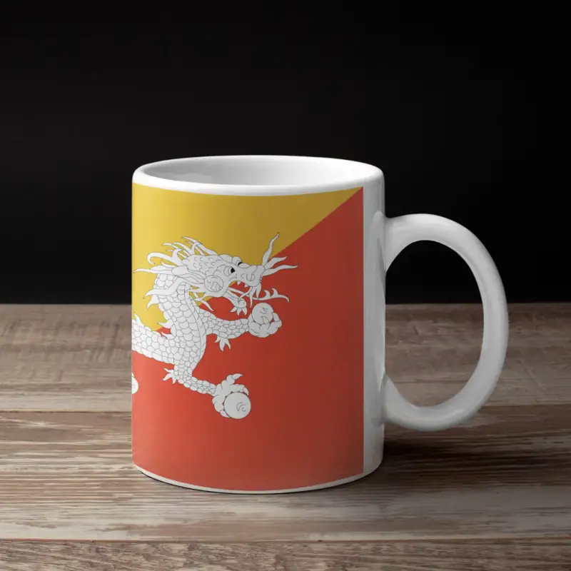 Bhutan Flag Coffee Mug, Bhutan's National Flag Mug