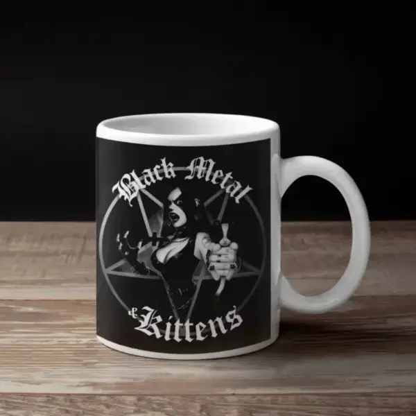 Black Metal and Kittens Coffee Mug, Black Metal and Kittens Artwork Coffee Mug
