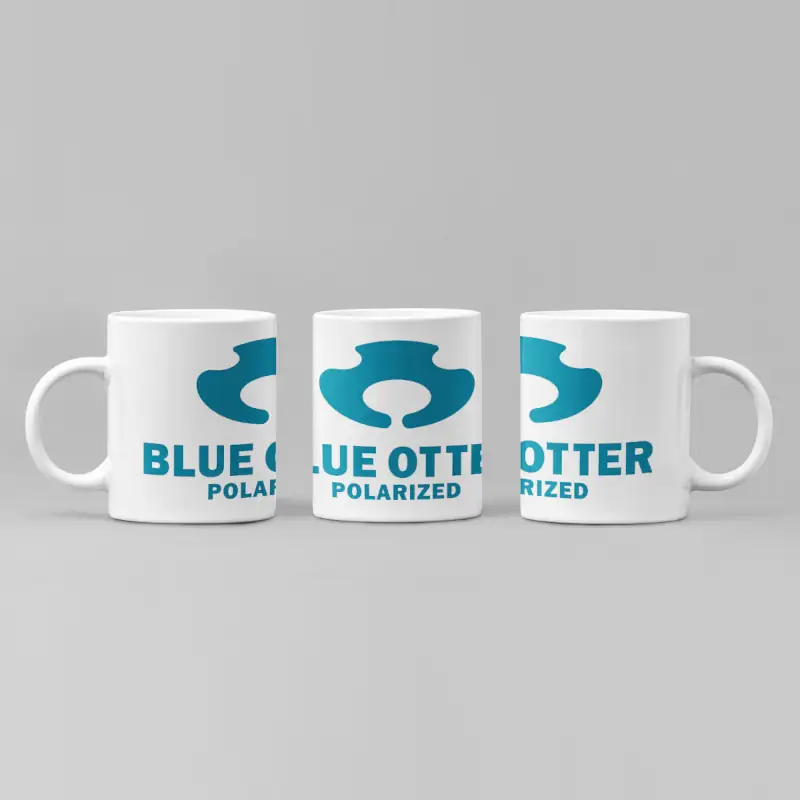 Blue Otter Polarized Coffee Mug, Blue Otter Polarized Logo Mug