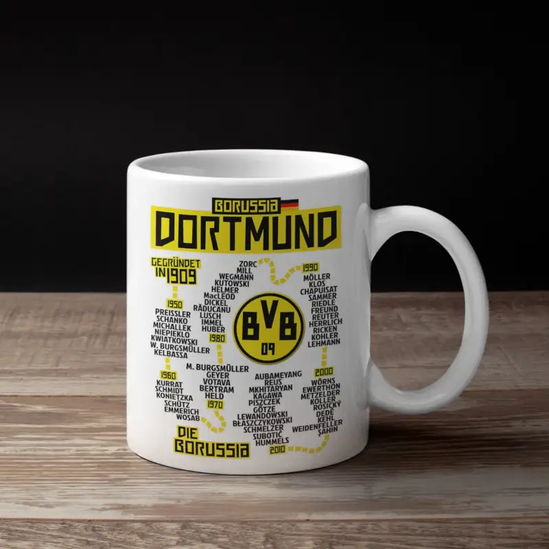Borussia Dortmund Coffee Mug, Borussia Dortmund Football Club Timeline Mug