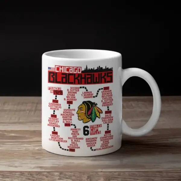 Chicago Blackhawks Coffee Mug, Chicago Blackhawks Timeline Mug