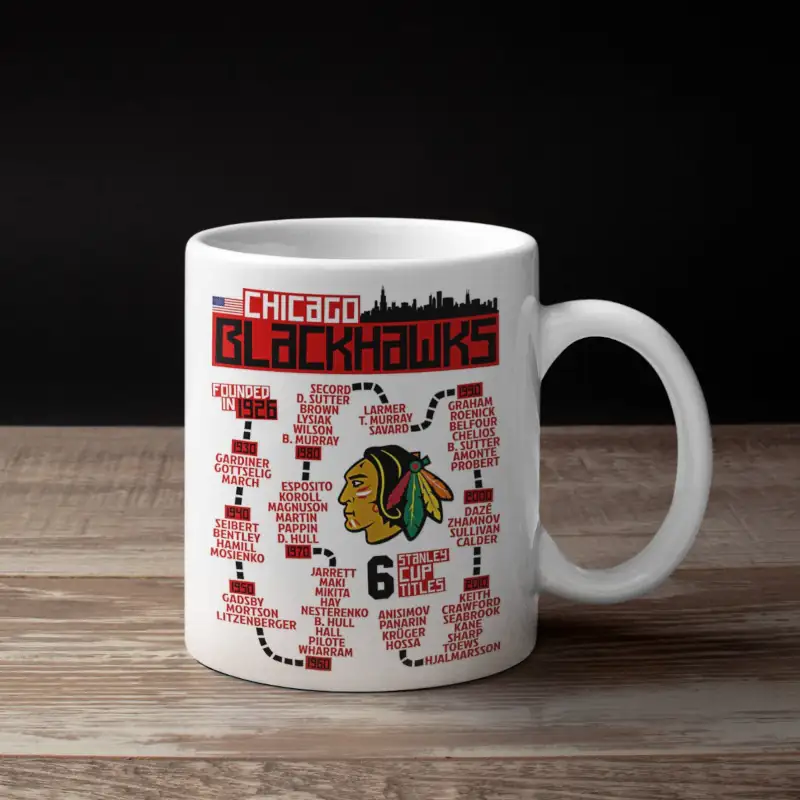Chicago Blackhawks Coffee Mug, Chicago Blackhawks Timeline Mug