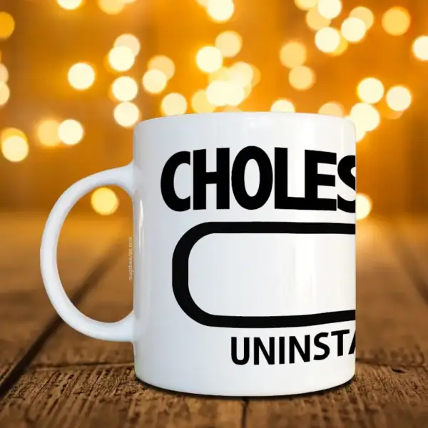 Cholesterol Uninstalling Mug, Fitness Coffee Mug