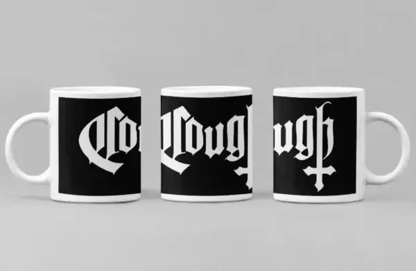 Cough Coffee Mug, Cough Logo Coffee Mug