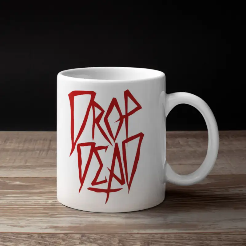 Drop Dead Coffee Mug, Drop Dead Logo Mug
