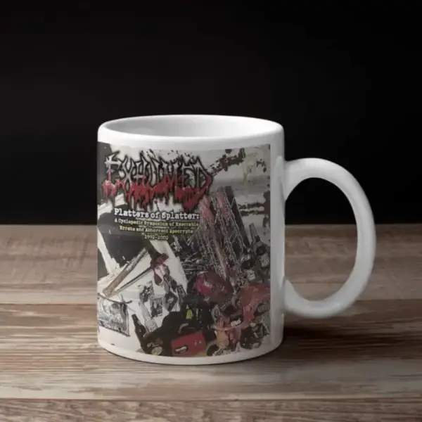 Exhumed Coffee Mug, Exhumed Platters of Splatter Coffee Mug