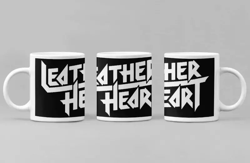 Leather Heart Coffee Mug, Leather Heart Logo Coffee Mug