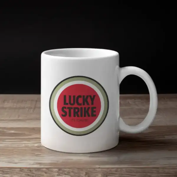 Lucky Strike Coffee Mug, Lucky Strike Logo Mug