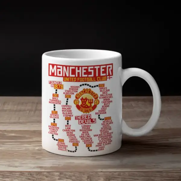 Manchester United Coffee Mug, Manchester United Football Club Timeline Mug