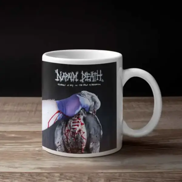 Napalm Death Coffee Mug, Napalm Death Throes of Joy in the Jaws of Defeatism Coffee Mug
