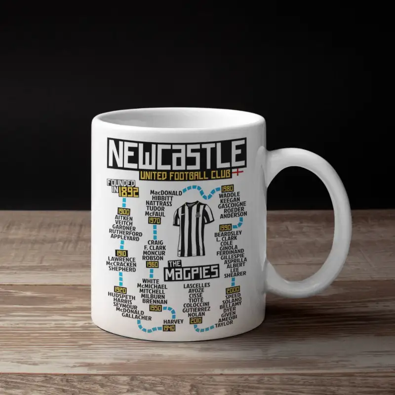 Newcastle Coffee Mug, Newcastle United Football Club Timeline Mug
