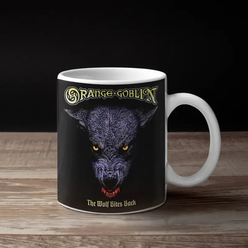 Orange Goblin Band Coffee Mug, Orange Goblin The Wolf Bites Back Artwork Mug