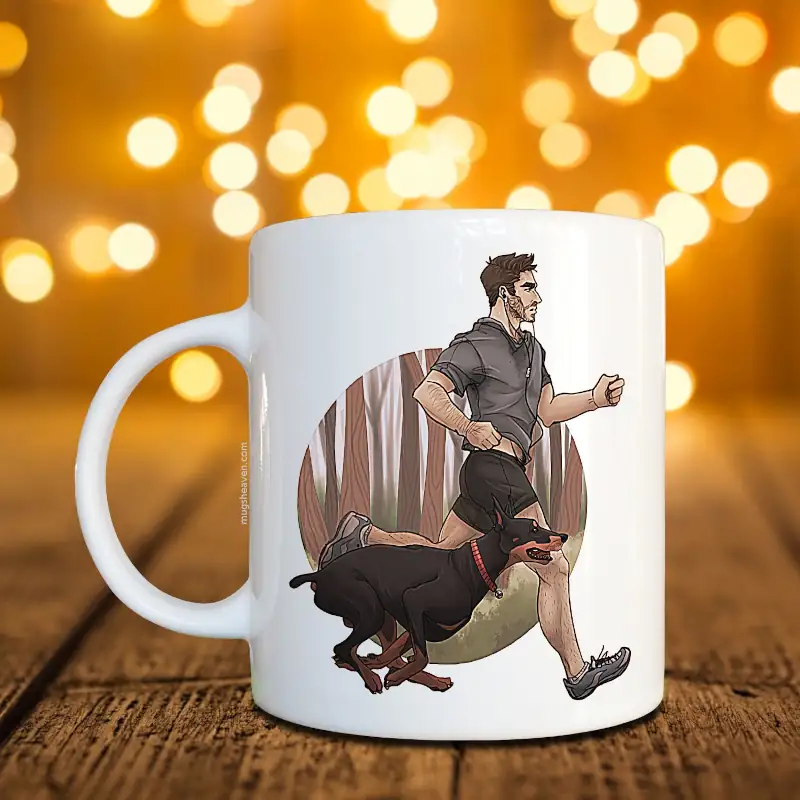 Running With Dog Mug, Dog Lover Coffee Mug