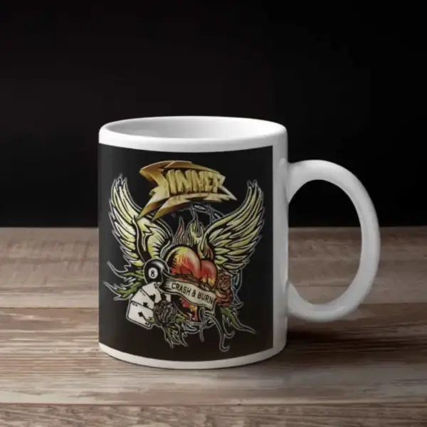 Sinner Coffee Mug, Sinner Crash and Burn Coffee Mug