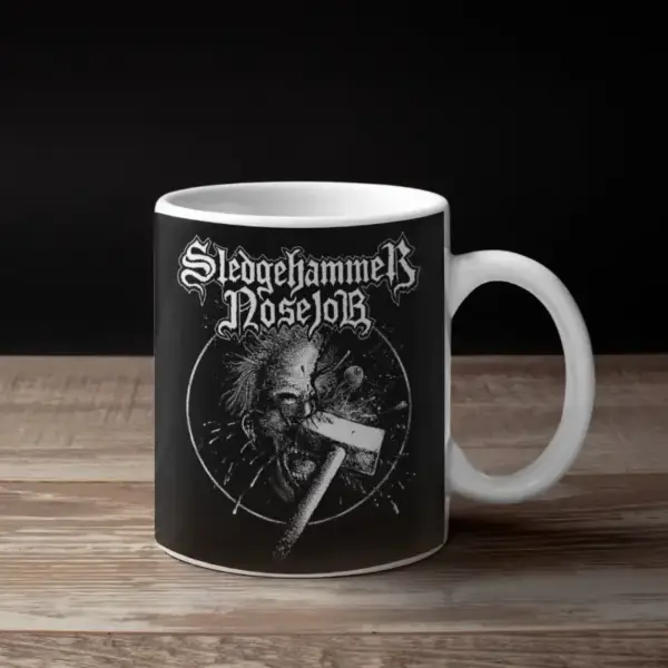 Sledgehammer Nosejob Band Coffee Mug, Sledgehammer Nosejob Stop! Hammertime! Artwork Mug