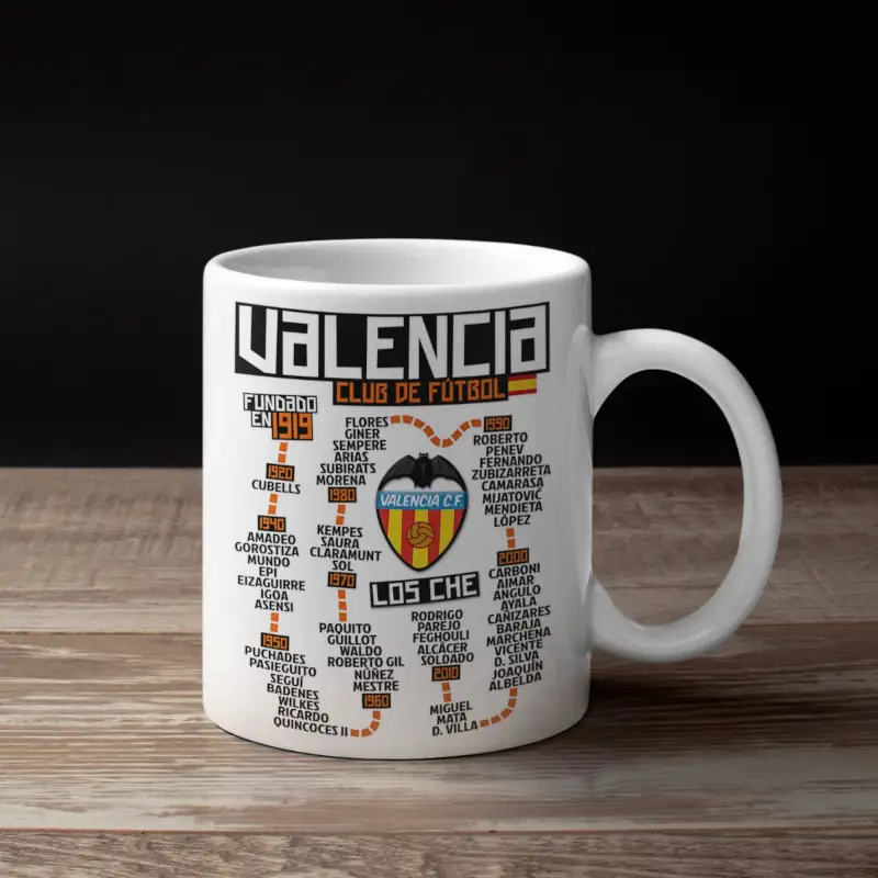 Valencia Coffee Mug, Valencia Football Club Timeline Mug