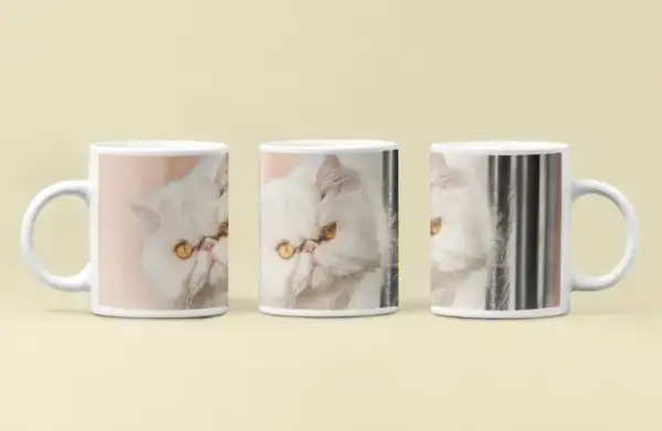 White Cat Coffee Mug, Animal White Cat Coffee Mug